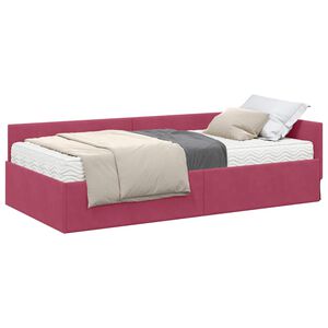 vidaXL Cadre de lit d'angle avec matelas Autre 2 pc Vert Velours