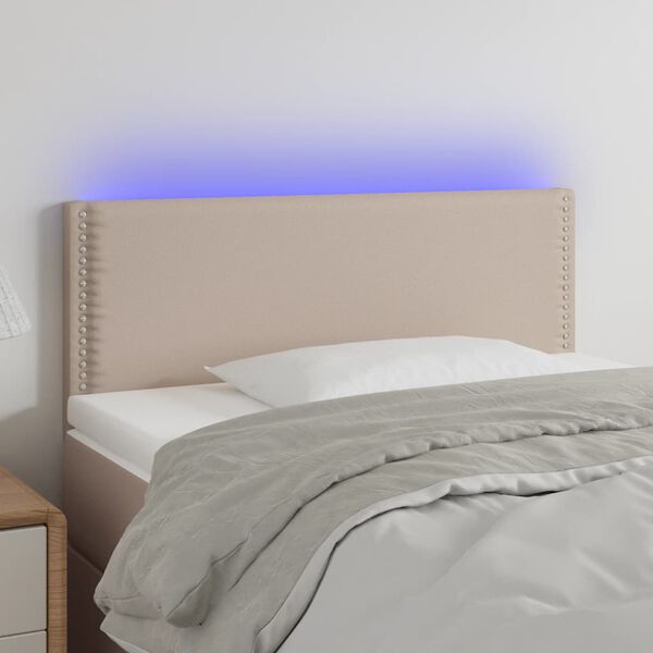 vidaXL T&ecirc;te de lit &agrave; LED Cappuccino 90x5x78/88 cm Similicuir