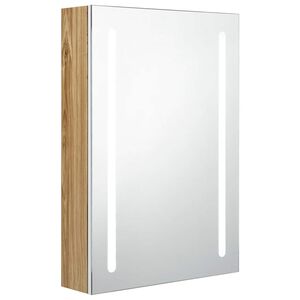 vidaXL Armoire de salle de bain &agrave; miroir LED blanc et ch&ecirc;ne 50x13x70cm