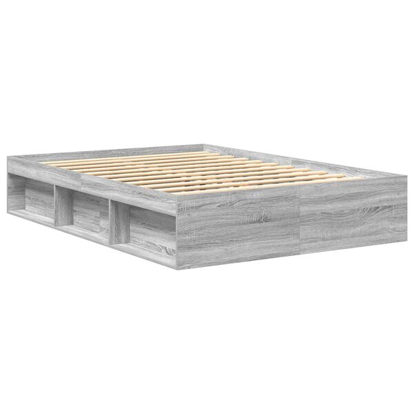 vidaXL Cadre de lit sans matelas sonoma gris 150x200 cm