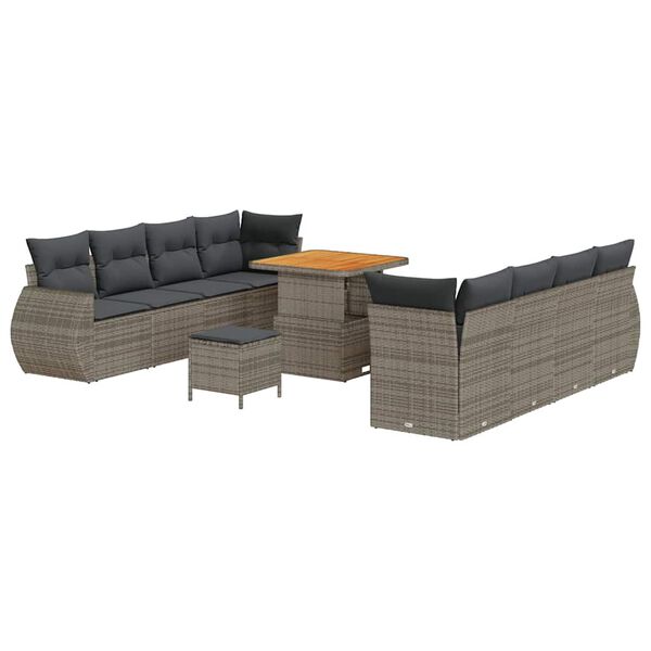vidaXL Ensemble de canap&eacute; de jardin 11 pcs Gris Poly rotin