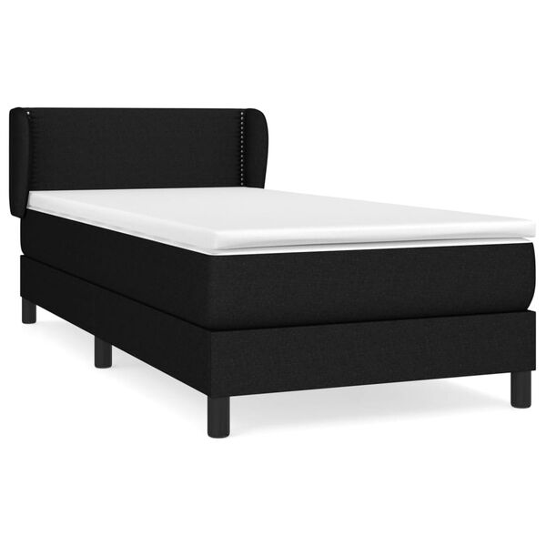 vidaXL Sommier &agrave; lattes de lit avec matelas Noir 90x200 cm Tissu