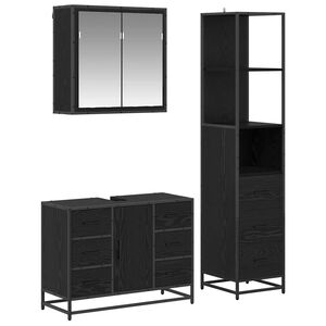 vidaXL Ensemble de mobilier de salle de bain 3 pc Ch&ecirc;ne noir