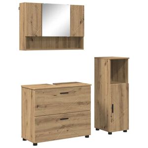 vidaXL Ensemble de mobilier de salle de bain 3 pc Ch&ecirc;ne artisanal