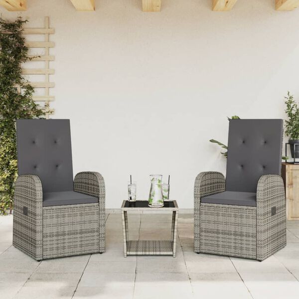 vidaXL Ensemble à manger de jardin et coussins 2 pcs gris rotin