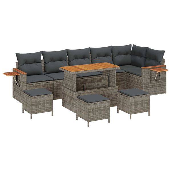 vidaXL Ensemble de canap&eacute; de jardin avec coussin 12 pcs Gris polyrotin
