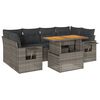 vidaXL Salon de jardin avec coussins 7 pcs gris r&eacute;sine tress&eacute;e