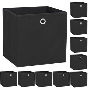 vidaXL Bo&icirc;te de rangement 10 pcs Tissu non-tiss&eacute; 32x32x32 cm Noir