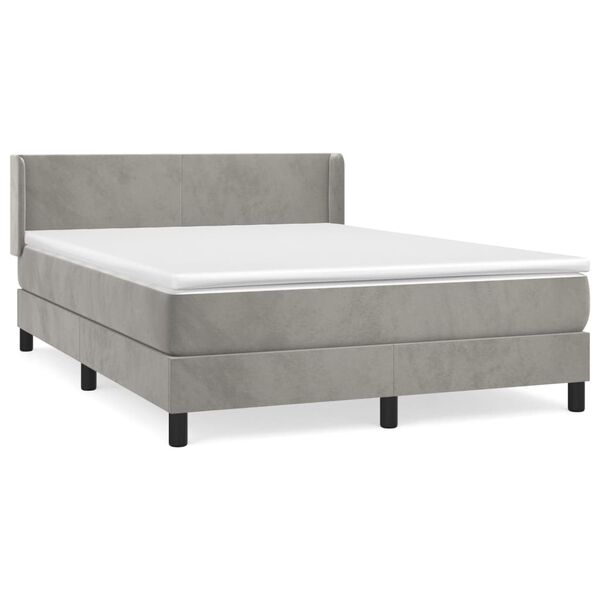 vidaXL Sommier &agrave; lattes de lit et matelas Gris clair 140x190cm Velours