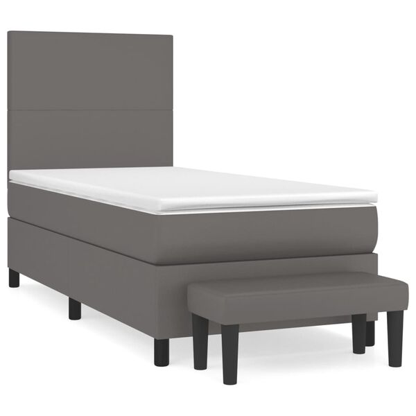 vidaXL Sommier &agrave; lattes de lit avec matelas Gris 100x200 cm Similicuir