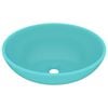 vidaXL Lavabo ovale de luxe Vert clair mat 40x33 cm C&eacute;ramique