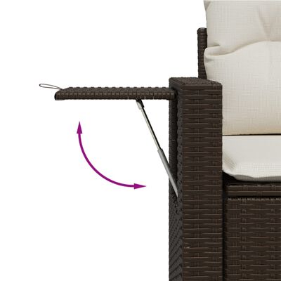 vidaXL Salon de jardin 8 pcs avec coussins marron résine tressée