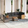 vidaXL Salon de jardin avec coussins 7 pcs gris r&eacute;sine tress&eacute;e