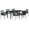 vidaXL Ensemble de salle &agrave; manger pour jardin 7 pcs Noir Rotin PE