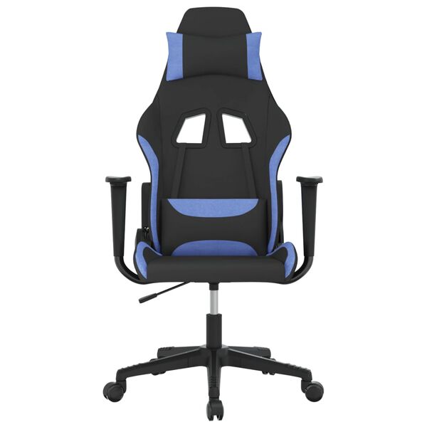 vidaXL Chaise de jeu de massage Noir et bleu Tissu