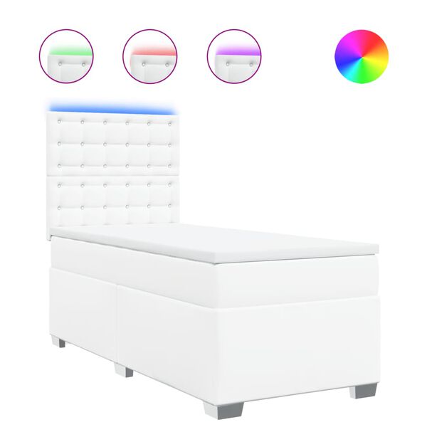 vidaXL Sommier &agrave; lattes de lit avec matelas Blanc 100x200cm Similicuir