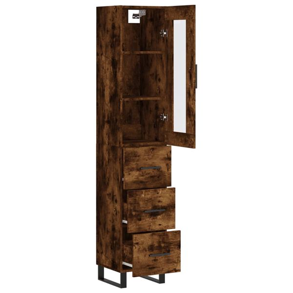 vidaXL Buffet haut Ch&ecirc;ne fum&eacute; 34,5x34x180 cm Bois d'ing&eacute;nierie