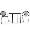 vidaXL Ensemble &agrave; manger de jardin 3 pcs Noir