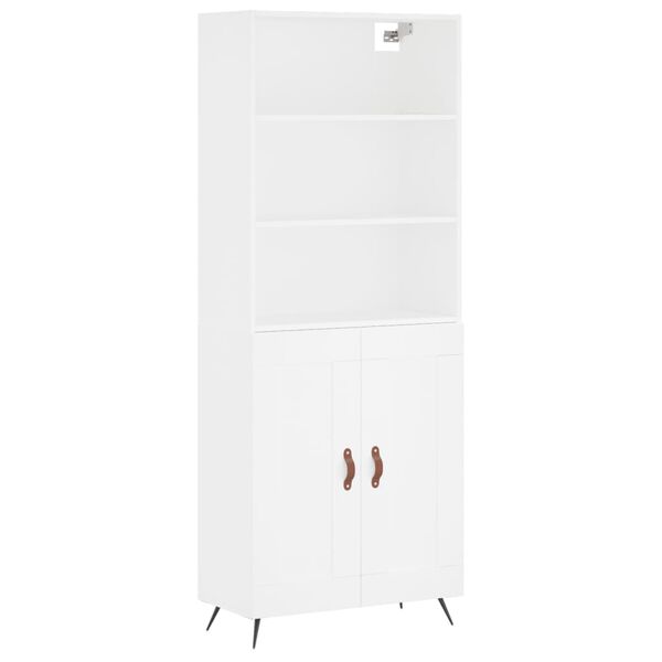 vidaXL Buffet haut Blanc 69,5x34x180 cm Bois d'ing&eacute;nierie