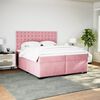 vidaXL Sommier &agrave; lattes de lit avec matelas Rose 200x200 cm Velours