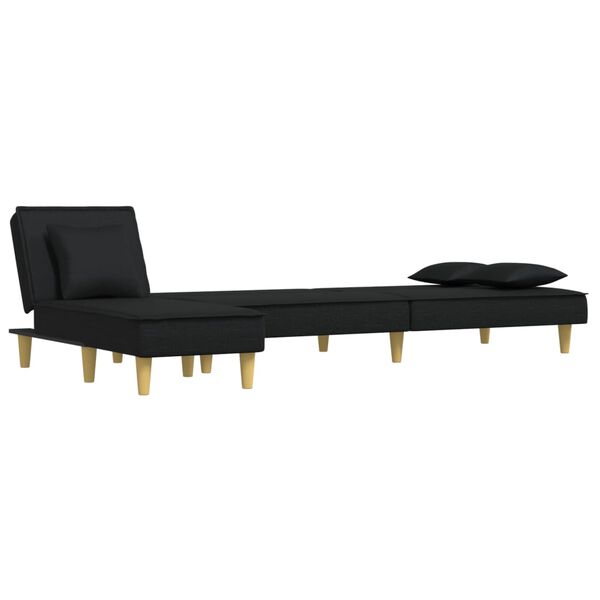 vidaXL Canap&eacute;-lit en forme de L noir 255x140x70 cm tissu