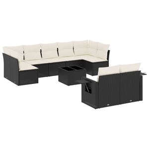 vidaXL Salon de jardin 10 pcs avec coussins noir r&eacute;sine tress&eacute;e