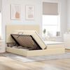 vidaXL Lit avec bandes LED avec t&ecirc;te de lit Cr&egrave;me 180 x 200 cm tissu