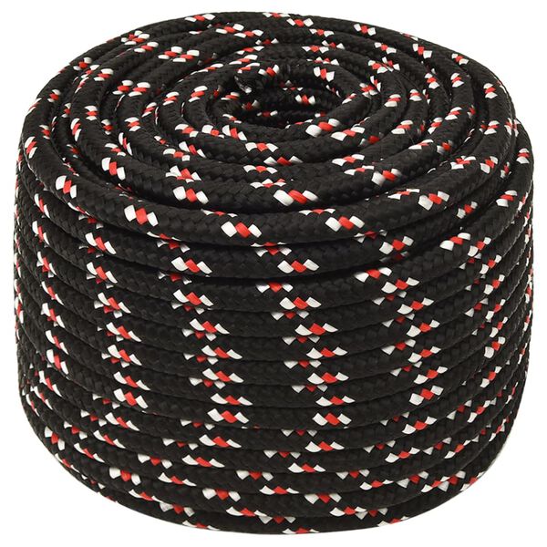 vidaXL Corde de bateau Noir 12 mm 25 m Polypropyl&egrave;ne