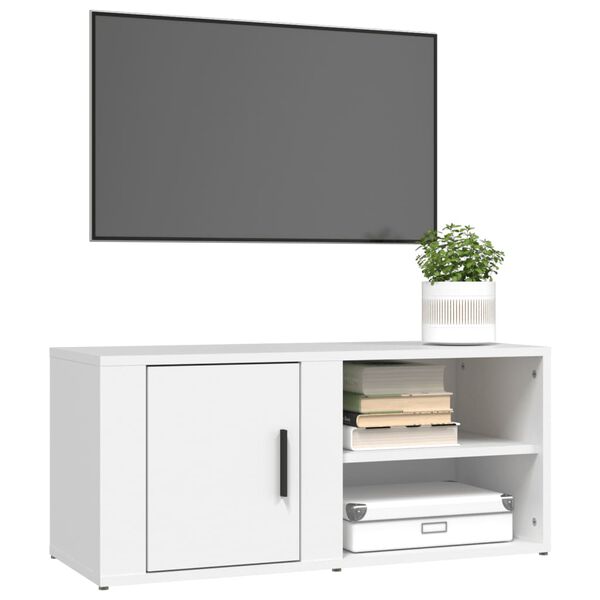 vidaXL Meuble TV Blanc 80x31,5x36 cm Bois d'ing&eacute;nierie