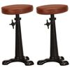 vidaXL Tabourets de bar lot de 2 marron cuir v&eacute;ritable et fonte