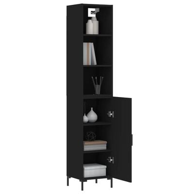 vidaXL Buffet haut Noir 34,5x34x180 cm Bois d'ingénierie