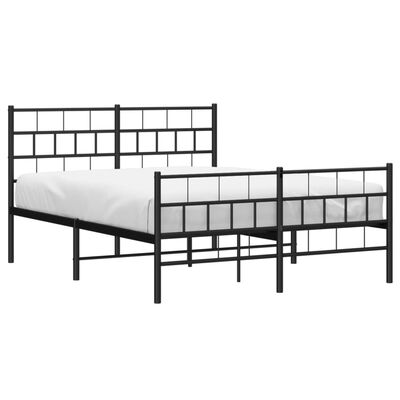 vidaXL Cadre de lit métal sans matelas avec pied de lit noir 135x190cm