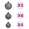 vidaXL Set de boules de Noël avec pic et 150 LED 60 pcs Blanc et gris
