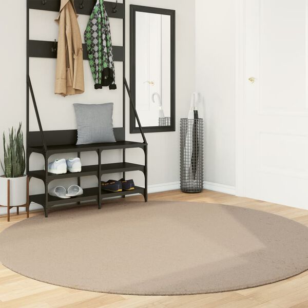 vidaXL Tapis HUARTE &agrave; poils courts doux et lavable sable &Oslash; 200 cm