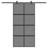 vidaXL Porte coulissante kit de quincaillerie tremp&eacute; verre aluminium