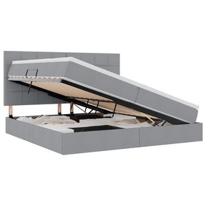 vidaXL Lit avec rangement et matelas Gris clair 200 x 200 cm tissu