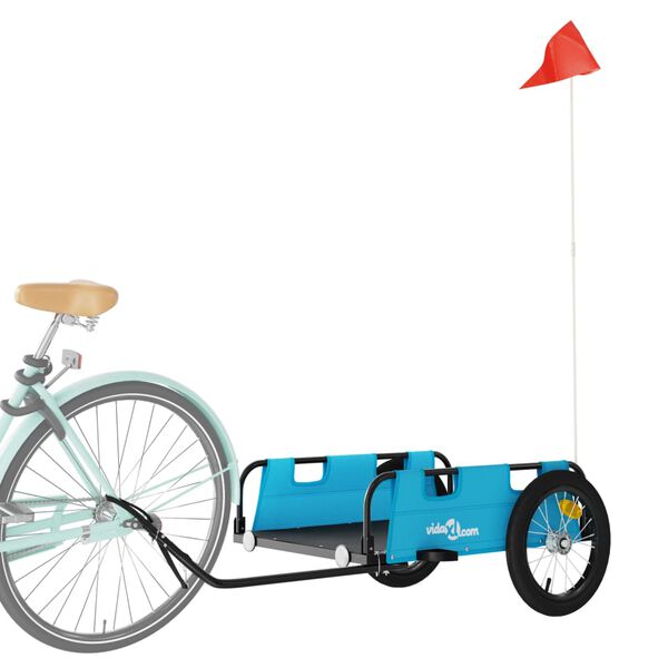 vidaXL Remorque de v&eacute;lo bleu tissu oxford et fer
