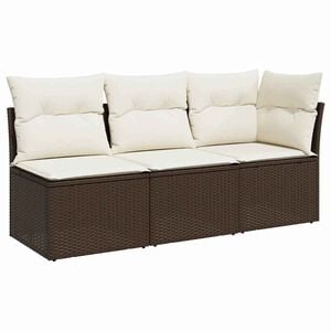 vidaXL Canap&eacute; de jardin avec coussins 3 places brun r&eacute;sine tress&eacute;e