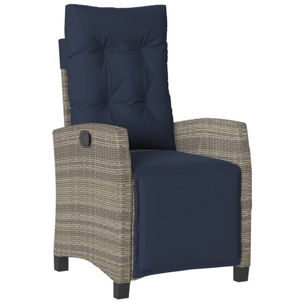 vidaXL Chaise inclinable de jardin et repose-pied gris r&eacute;sine tress&eacute;e