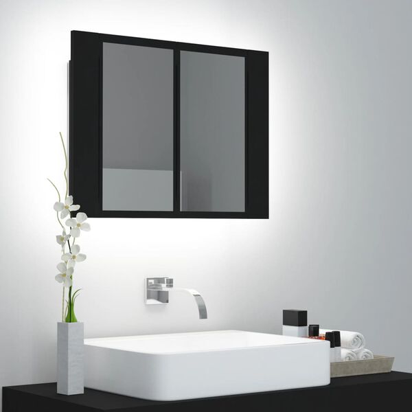 vidaXL Armoire &agrave; miroir de salle de bain LED Noir 60x12x45 Acrylique