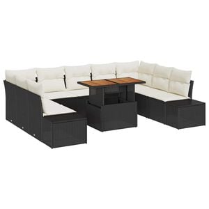 vidaXL Ensemble de canap&eacute; de jardin 10 pc Noir Poly rotin