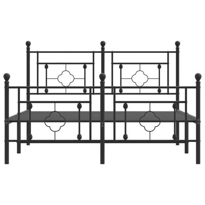 vidaXL Cadre de lit métal sans matelas avec pied de lit noir 135x190cm