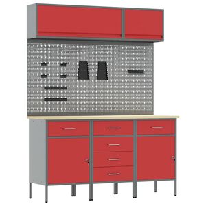 vidaXL Ensemble de placards de travail avec tiroir 8 pcs Rouge