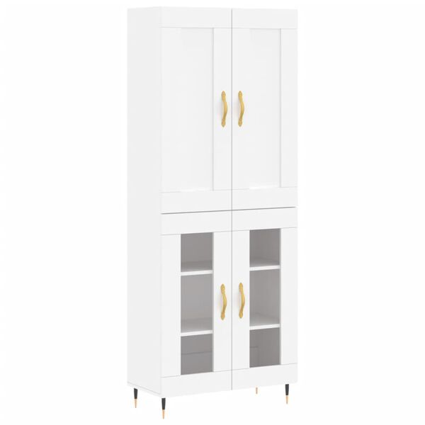 vidaXL Buffet haut Blanc 69,5x34x180 cm Bois d'ing&eacute;nierie