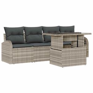 vidaXL Ensemble de canap&eacute; de jardin 5 pc Gris clair Poly rotin