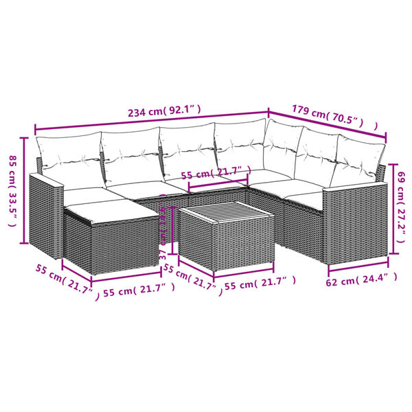 vidaXL Salon de jardin avec coussins 8 pcs beige r&eacute;sine tress&eacute;e