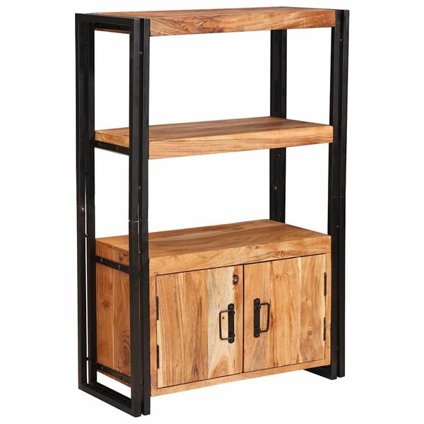 vidaXL Biblioth&egrave;que avec portes Marron Bois d'acacia massif et m&eacute;tal