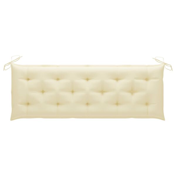 vidaXL Banc Batavia avec coussin blanc cr&egrave;me 150cm Bois de teck massif