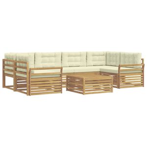 vidaXL Ensemble de canap&eacute;s d'ext&eacute;rieur 7 pc Blanc et cr&egrave;me