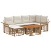 vidaXL Ensemble de canap&eacute; de jardin 7 pc Blanc Naturel et Cr&egrave;me